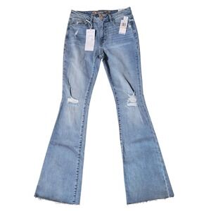 NWT Seven7 Felicity High Rise Slim Flare Jean Women Sz 2 Distressed Enchanted